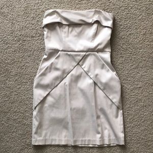 Women’s strapless silk dress.